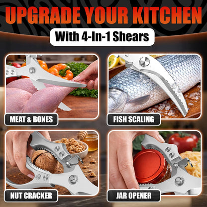 2 in 1 Kitchen Scissors for Food with Cutting Board, Safety Lock