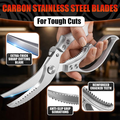 2 in 1 Kitchen Scissors for Food with Cutting Board, Safety Lock