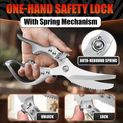 2 in 1 Kitchen Scissors for Food with Cutting Board, Safety Lock