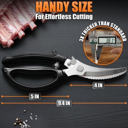 2 in 1 Kitchen Scissors for Food with Cutting Board, Safety Lock