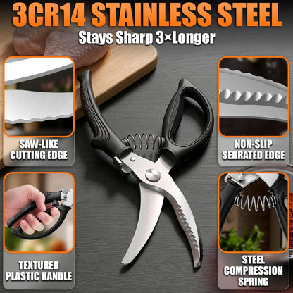 2 in 1 Kitchen Scissors for Food with Cutting Board, Safety Lock