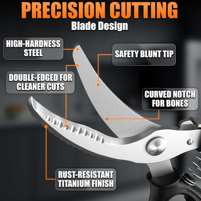 2 in 1 Kitchen Scissors for Food with Cutting Board, Safety Lock