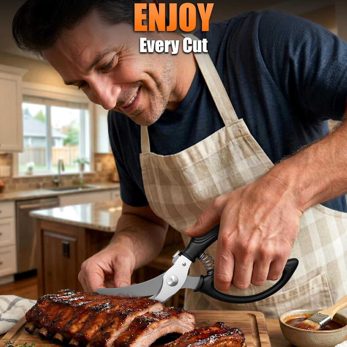 2 in 1 Kitchen Scissors for Food with Cutting Board, Safety Lock