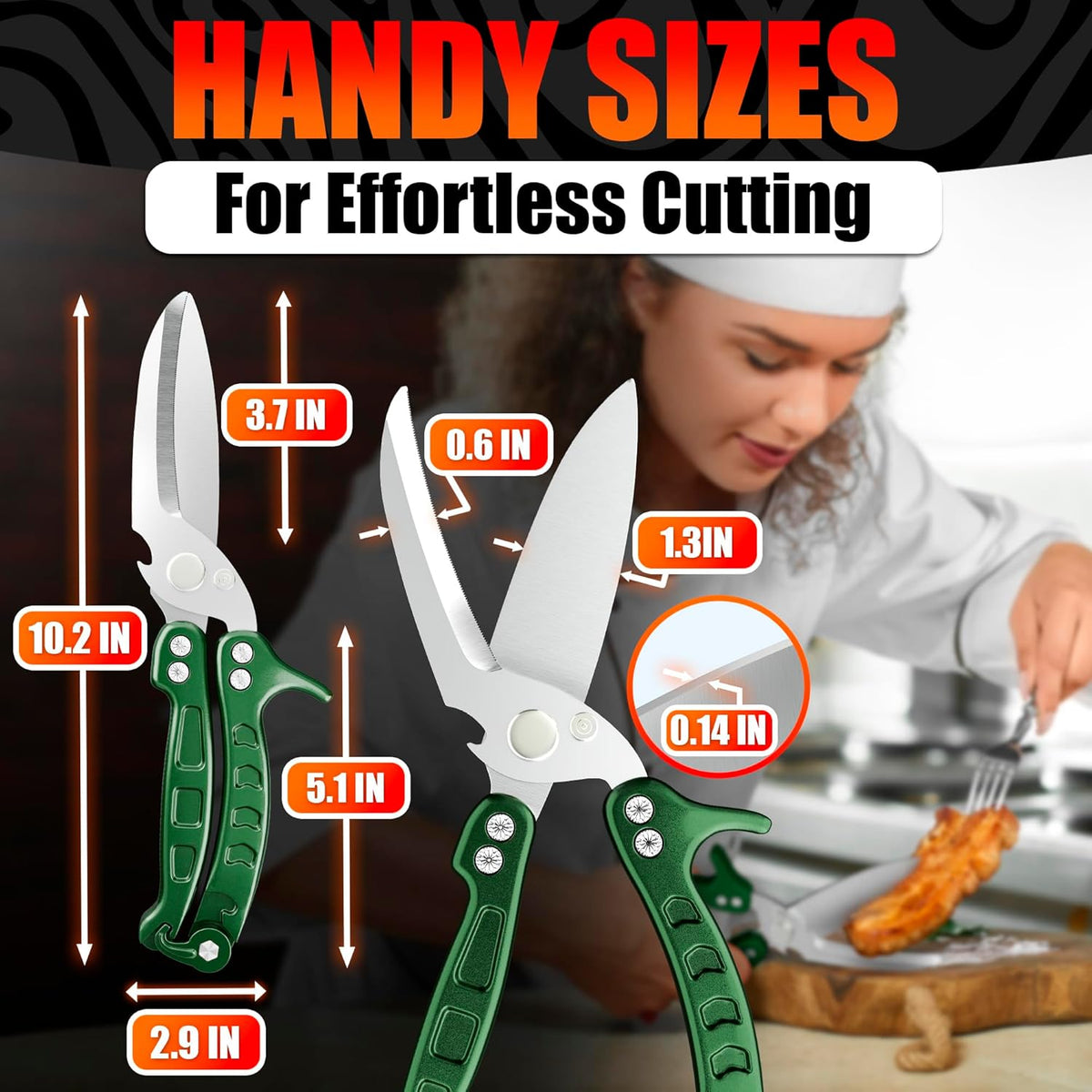 2 in 1 Kitchen Scissors for Food with Cutting Board, Safety Lock