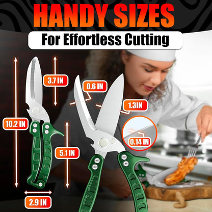2 in 1 Kitchen Scissors for Food with Cutting Board, Safety Lock