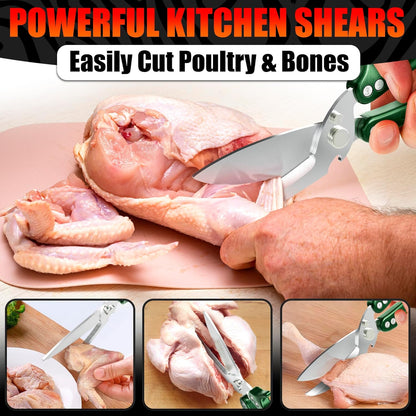 2 in 1 Kitchen Scissors for Food with Cutting Board, Safety Lock