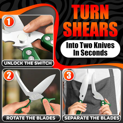 2 in 1 Kitchen Scissors for Food with Cutting Board, Safety Lock