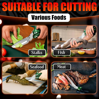 2 in 1 Kitchen Scissors for Food with Cutting Board, Safety Lock