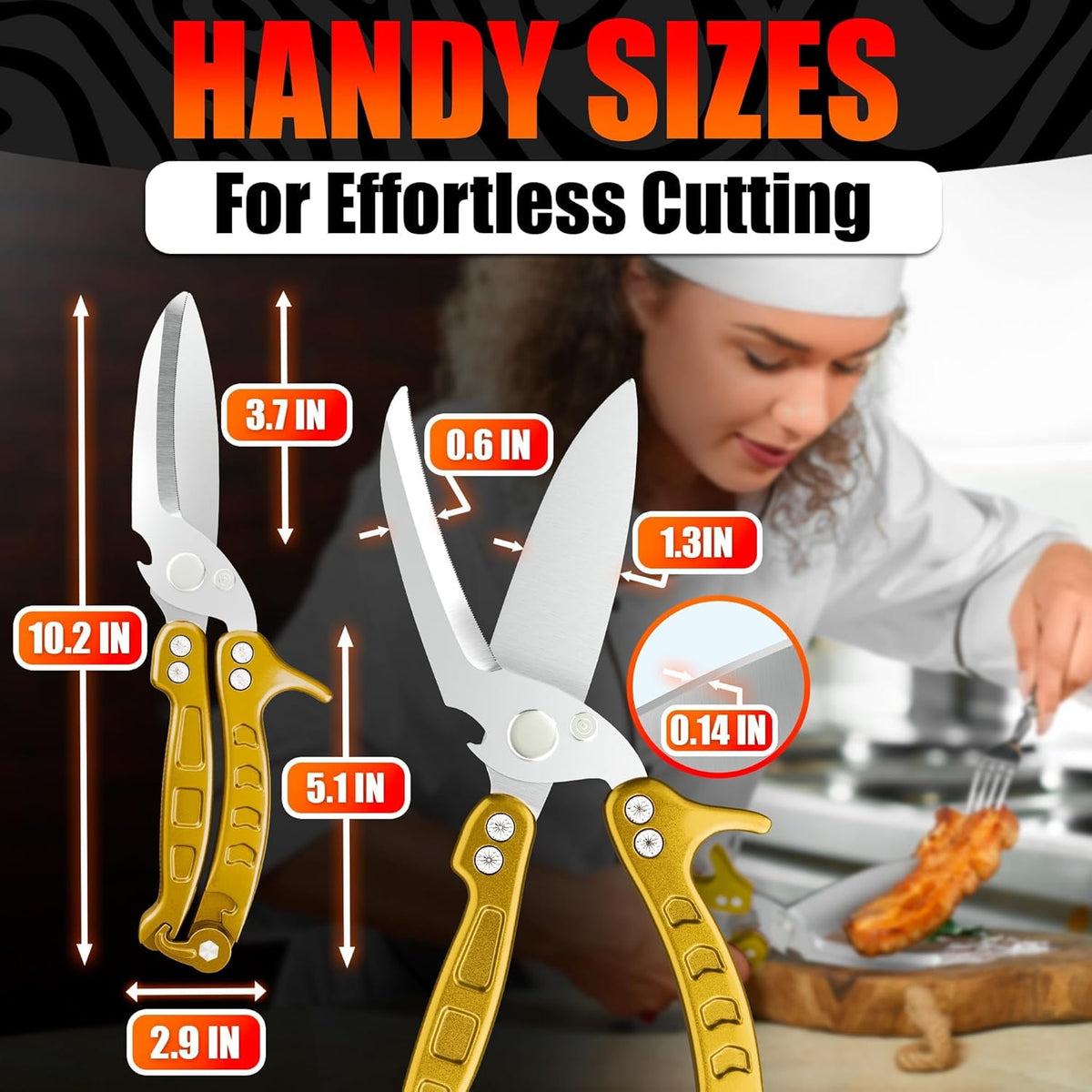2 in 1 Kitchen Scissors for Food with Cutting Board, Safety Lock
