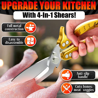 2 in 1 Kitchen Scissors for Food with Cutting Board, Safety Lock