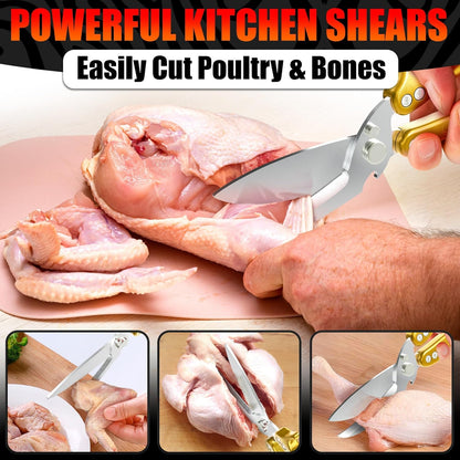 2 in 1 Kitchen Scissors for Food with Cutting Board, Safety Lock