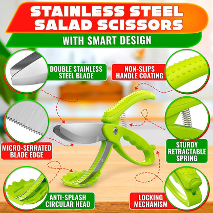 2 in 1 Kitchen Scissors for Food with Cutting Board, Safety Lock