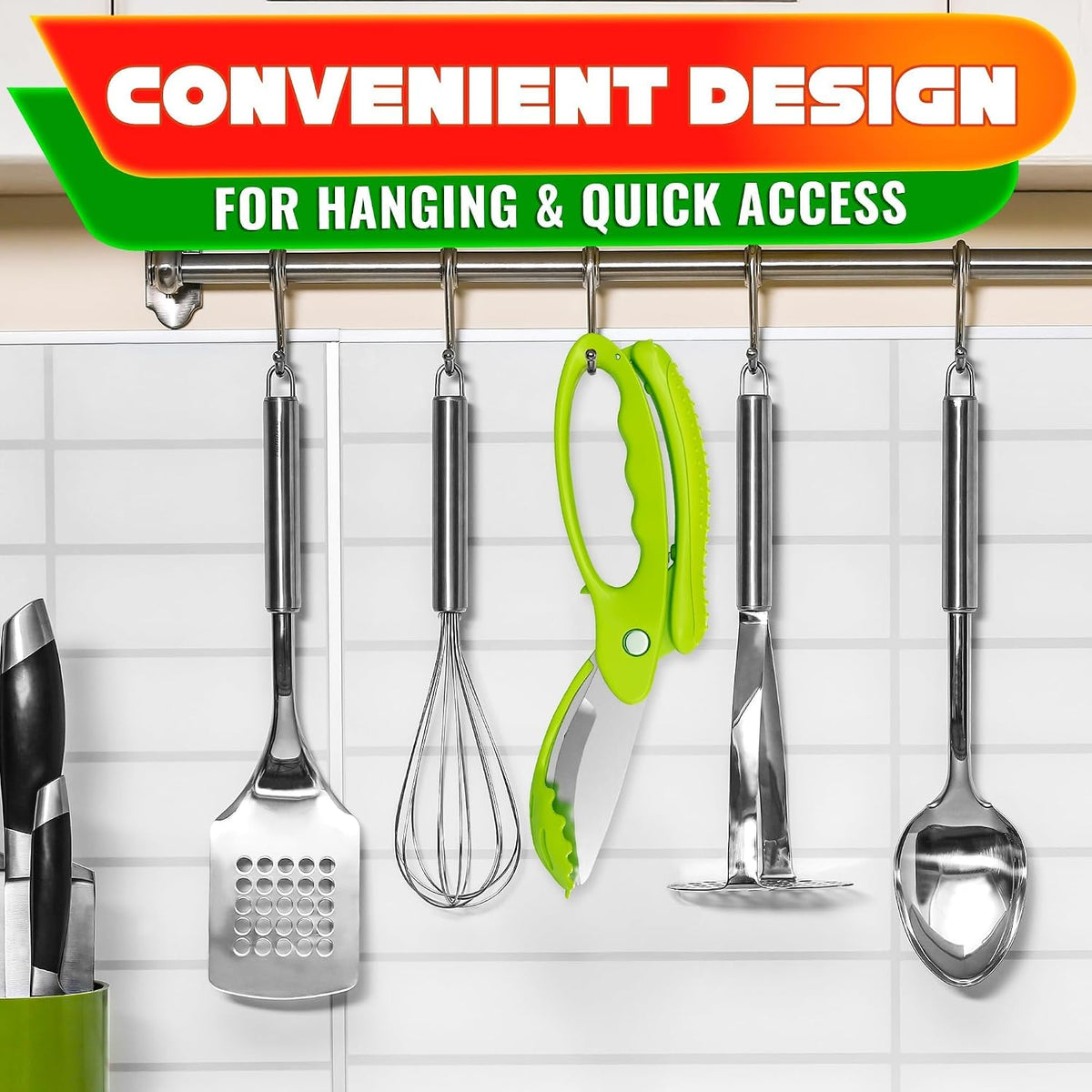 2 in 1 Kitchen Scissors for Food with Cutting Board, Safety Lock