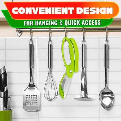 2 in 1 Kitchen Scissors for Food with Cutting Board, Safety Lock