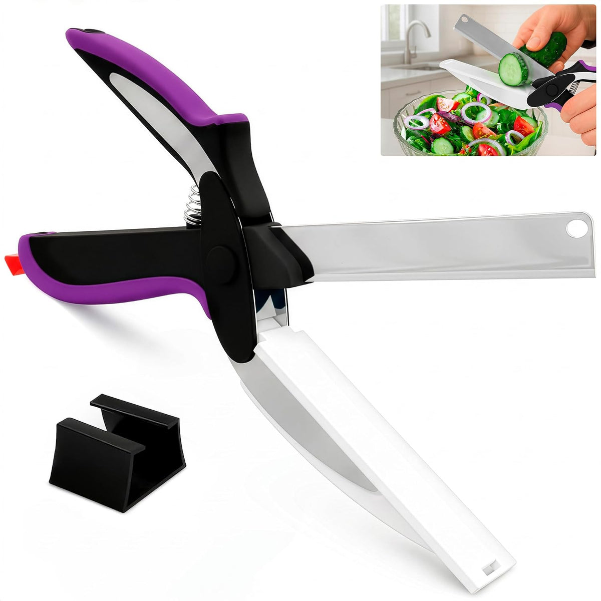 2 in 1 Kitchen Scissors for Food with Cutting Board, Safety Lock