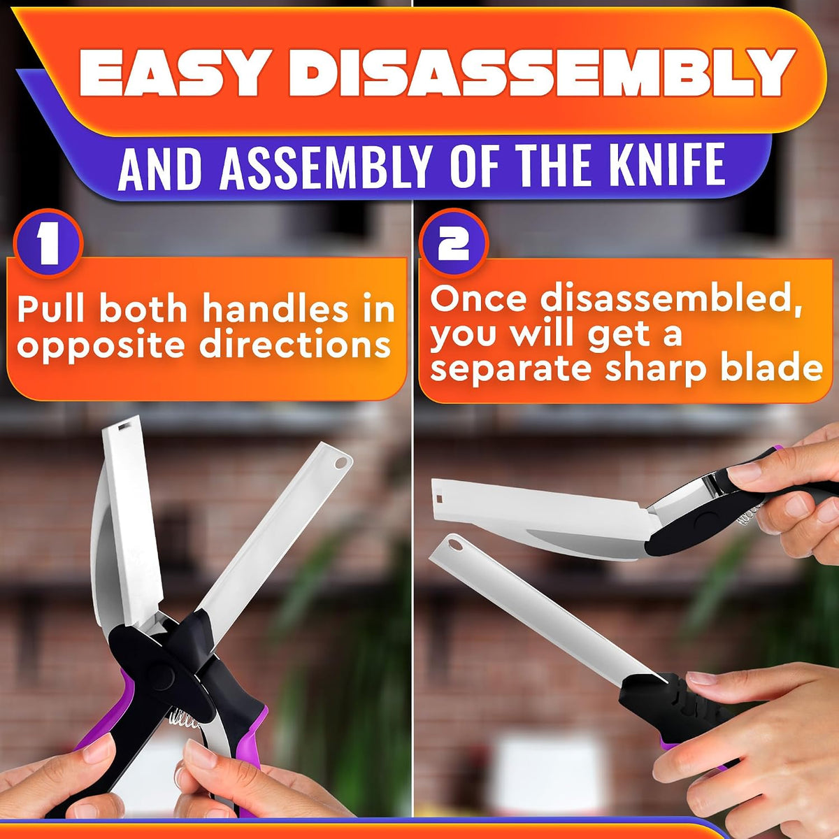 2 in 1 Kitchen Scissors for Food with Cutting Board, Safety Lock
