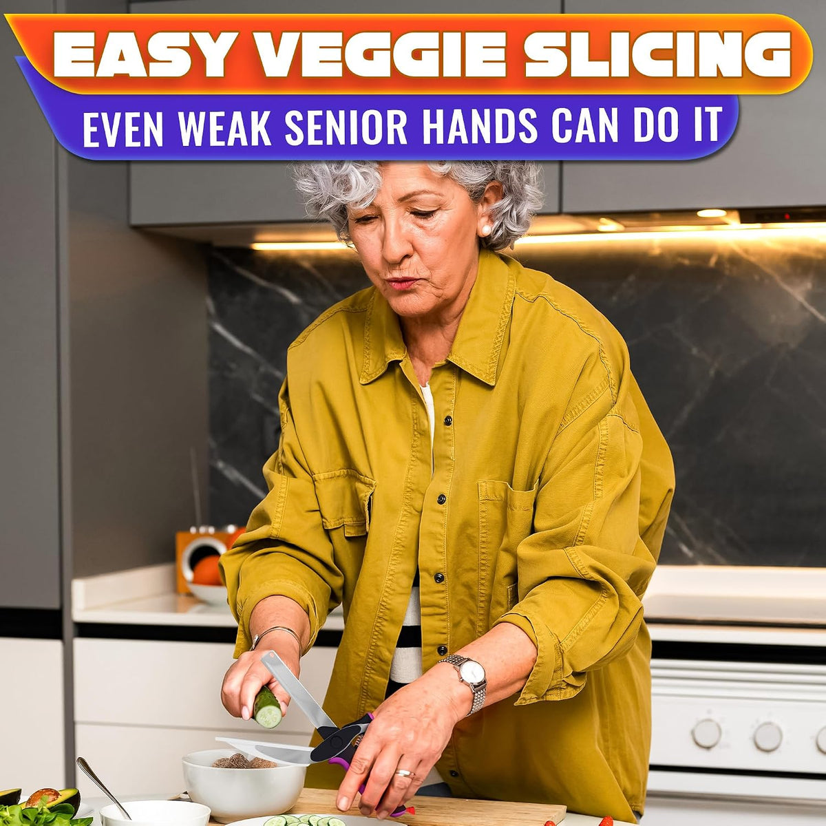 2 in 1 Kitchen Scissors for Food with Cutting Board, Safety Lock