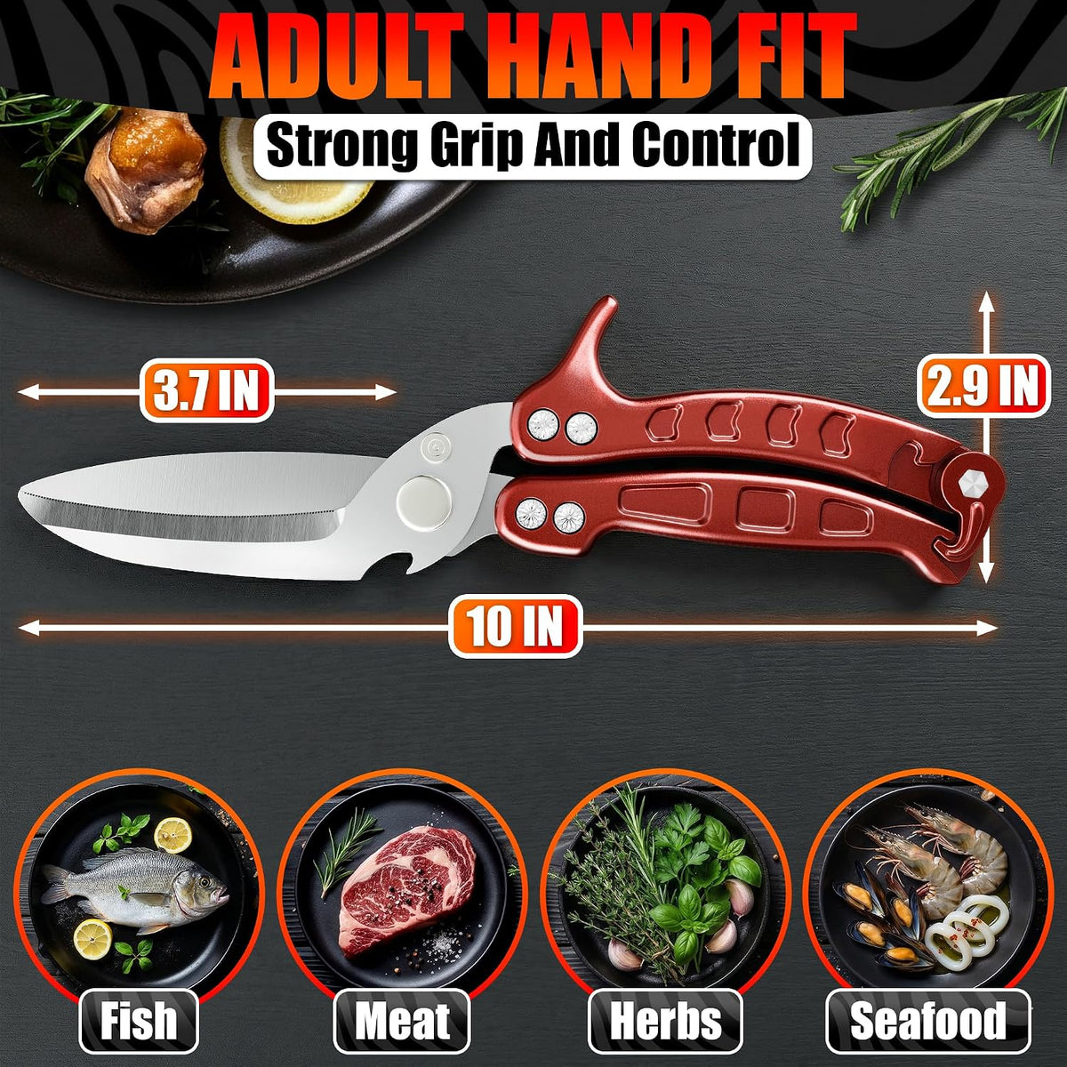 2 in 1 Kitchen Scissors for Food with Cutting Board, Safety Lock