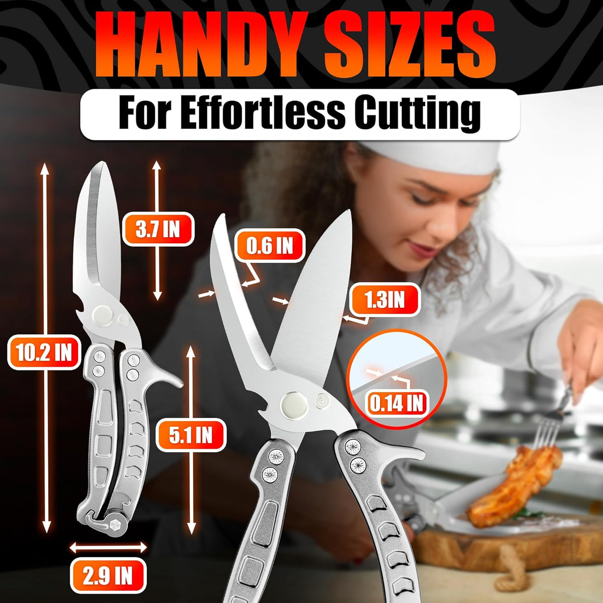 2 in 1 Kitchen Scissors for Food with Cutting Board, Safety Lock