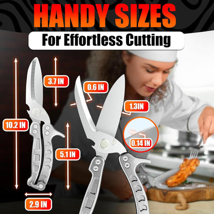 2 in 1 Kitchen Scissors for Food with Cutting Board, Safety Lock