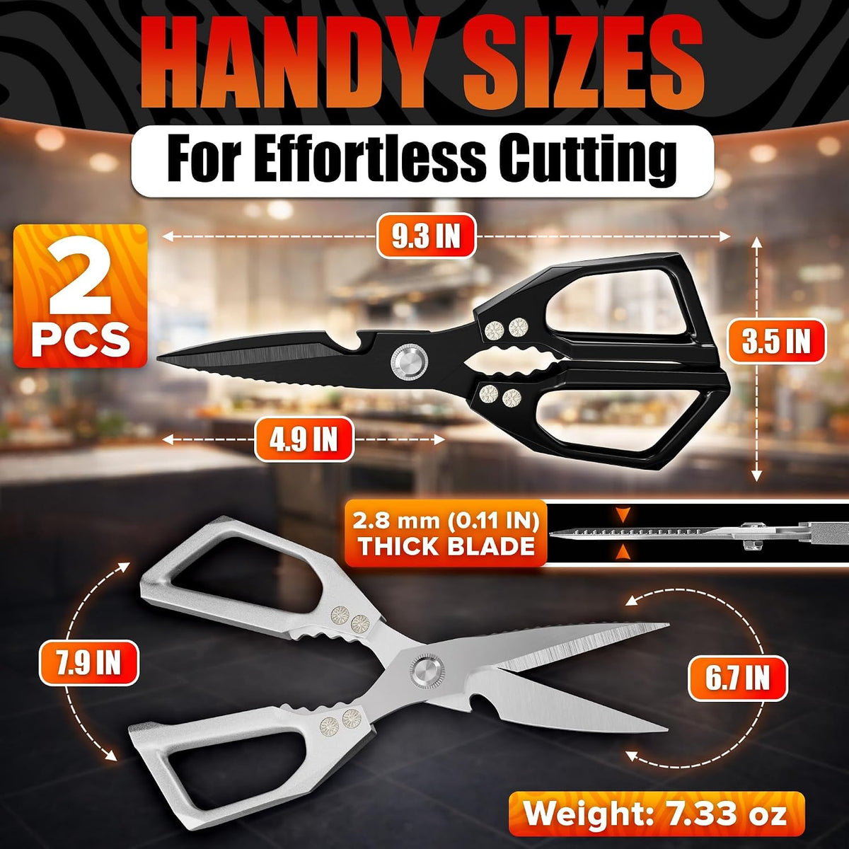 2 in 1 Kitchen Scissors for Food with Cutting Board, Safety Lock