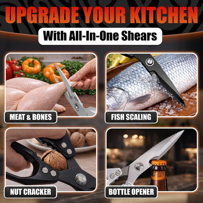 2 in 1 Kitchen Scissors for Food with Cutting Board, Safety Lock