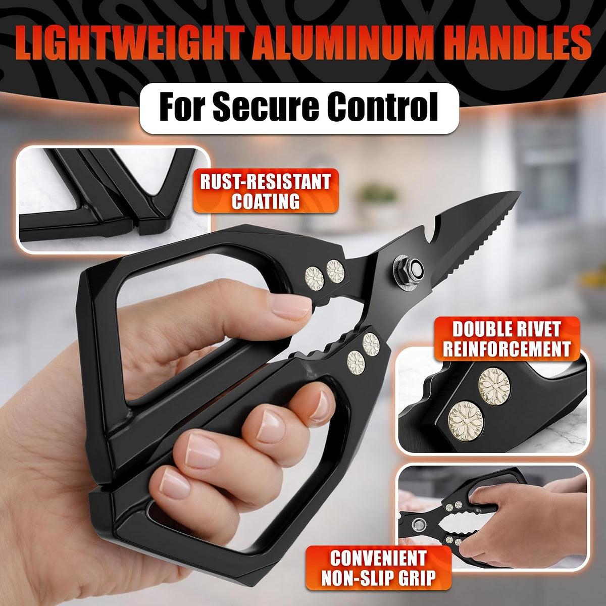 2 in 1 Kitchen Scissors for Food with Cutting Board, Safety Lock