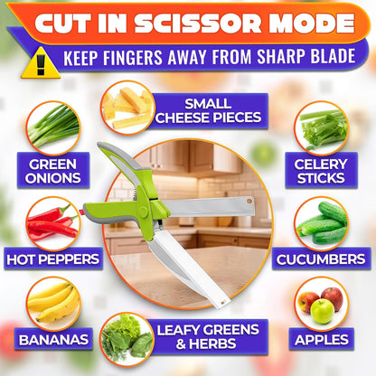 2 in 1 Kitchen Scissors for Food with Cutting Board, Safety Lock