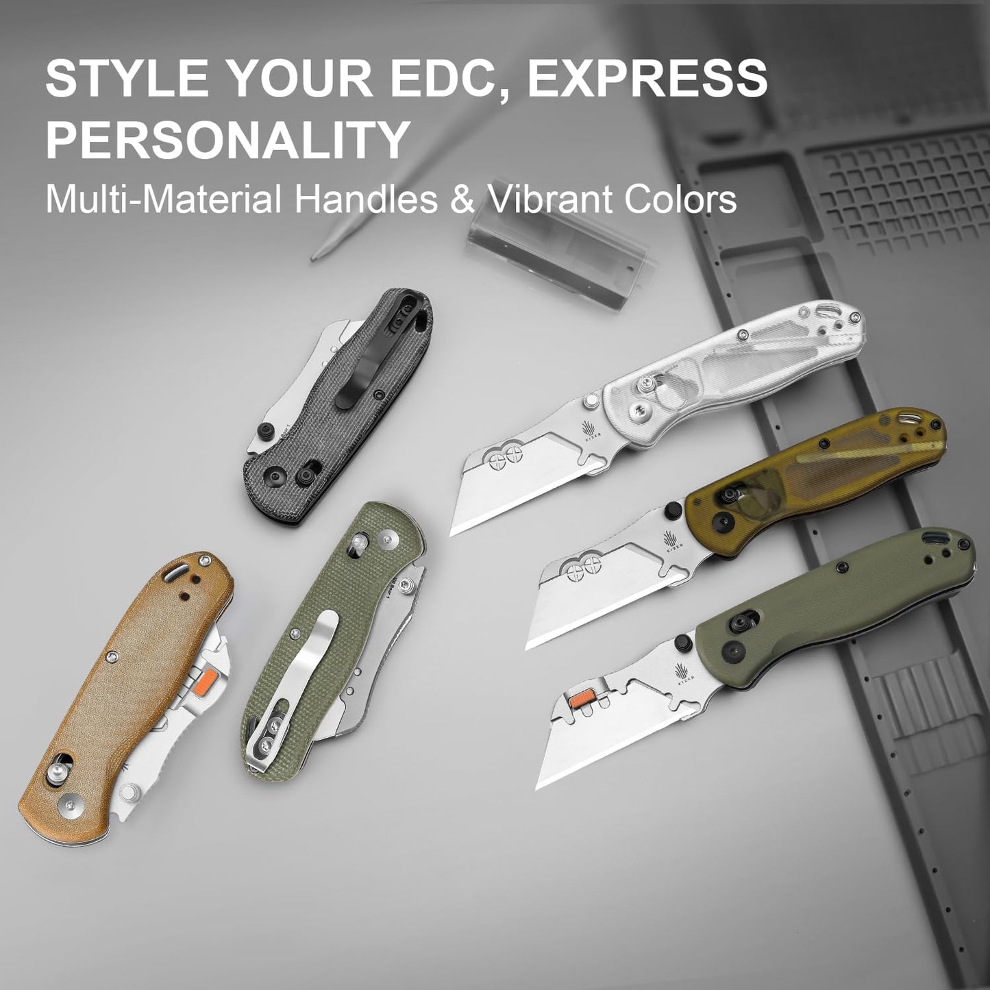Uti Bear(Tool-Free Version) Folding Utility Knife, Quick Change Box Cutter EDC knife with 5PCS Razor Blades, Clutch Lock & Pocket Clip Small Pocket Knives for Men Women V3619JA6