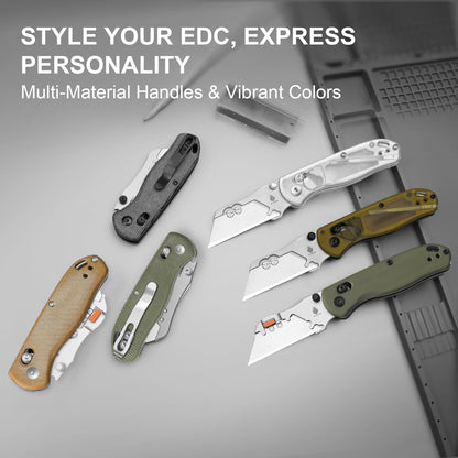 Uti Bear(Tool-Free Version) Folding Utility Knife, Quick Change Box Cutter EDC knife with 5PCS Razor Blades, Clutch Lock & Pocket Clip Small Pocket Knives for Men Women V3619JA6