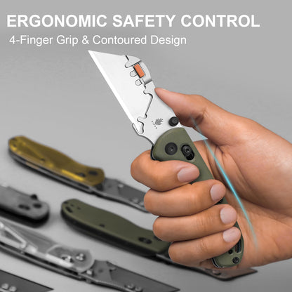 Uti Bear(Tool-Free Version) Folding Utility Knife, Quick Change Box Cutter EDC knife with 5PCS Razor Blades, Clutch Lock & Pocket Clip Small Pocket Knives for Men Women V3619JA6