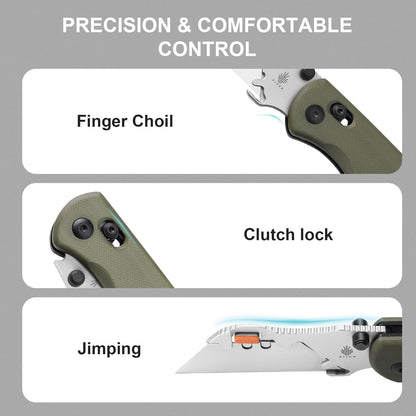 Uti Bear(Tool-Free Version) Folding Utility Knife, Quick Change Box Cutter EDC knife with 5PCS Razor Blades, Clutch Lock & Pocket Clip Small Pocket Knives for Men Women V3619JA6