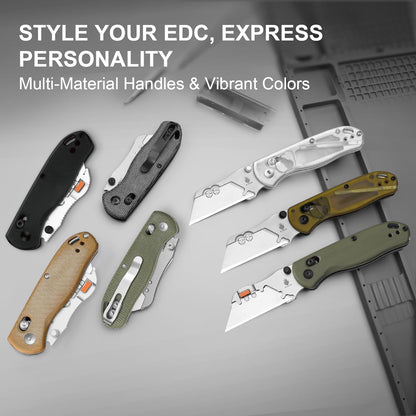 Uti Bear(Tool-Free Version) Folding Utility Knife, Quick Change Box Cutter EDC knife with 5PCS Razor Blades, Clutch Lock & Pocket Clip Small Pocket Knives for Men Women V3619JA6