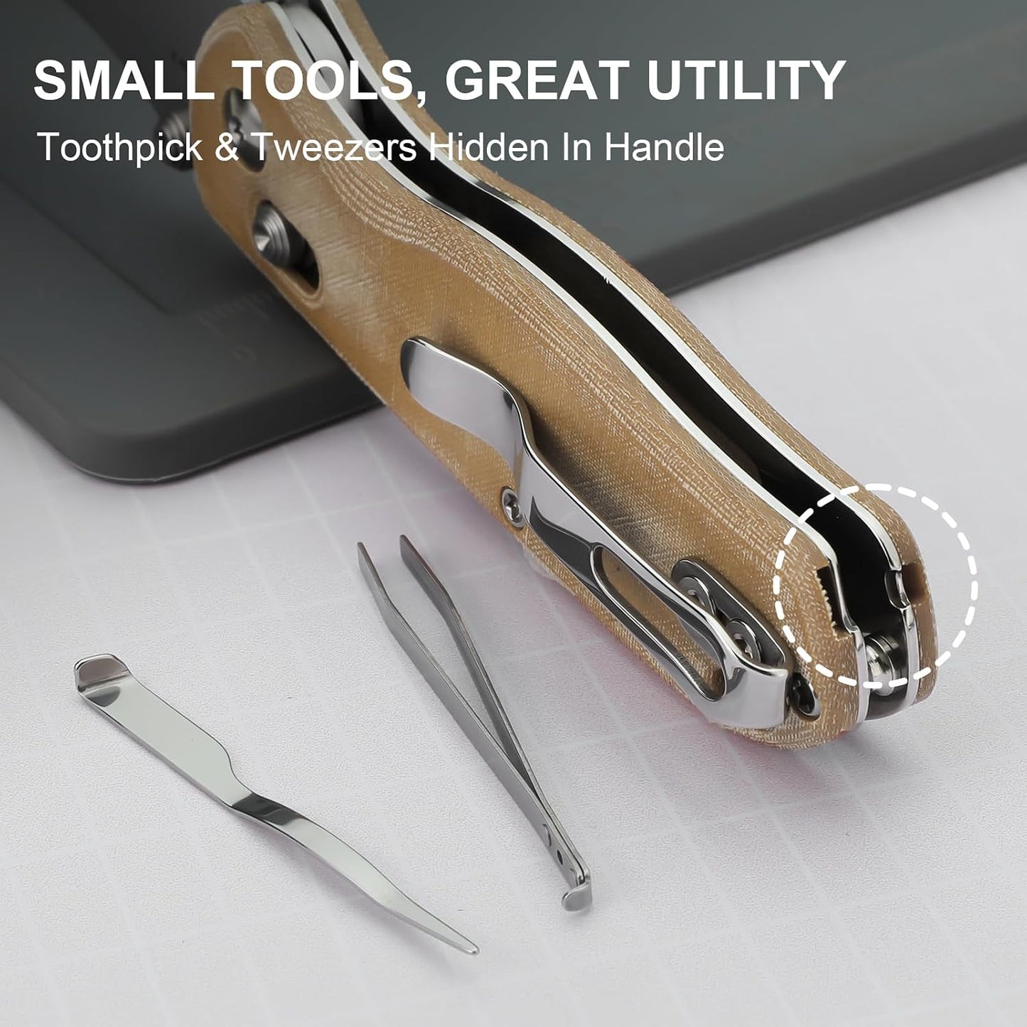 Uti Bear(Tool-Free Version) Folding Utility Knife, Quick Change Box Cutter EDC knife with 5PCS Razor Blades, Clutch Lock & Pocket Clip Small Pocket Knives for Men Women V3619JA6
