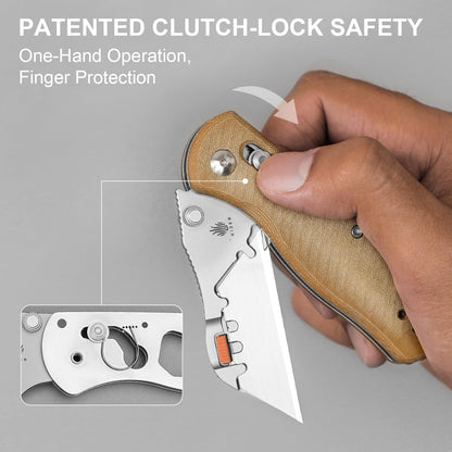 Uti Bear(Tool-Free Version) Folding Utility Knife, Quick Change Box Cutter EDC knife with 5PCS Razor Blades, Clutch Lock & Pocket Clip Small Pocket Knives for Men Women V3619JA6