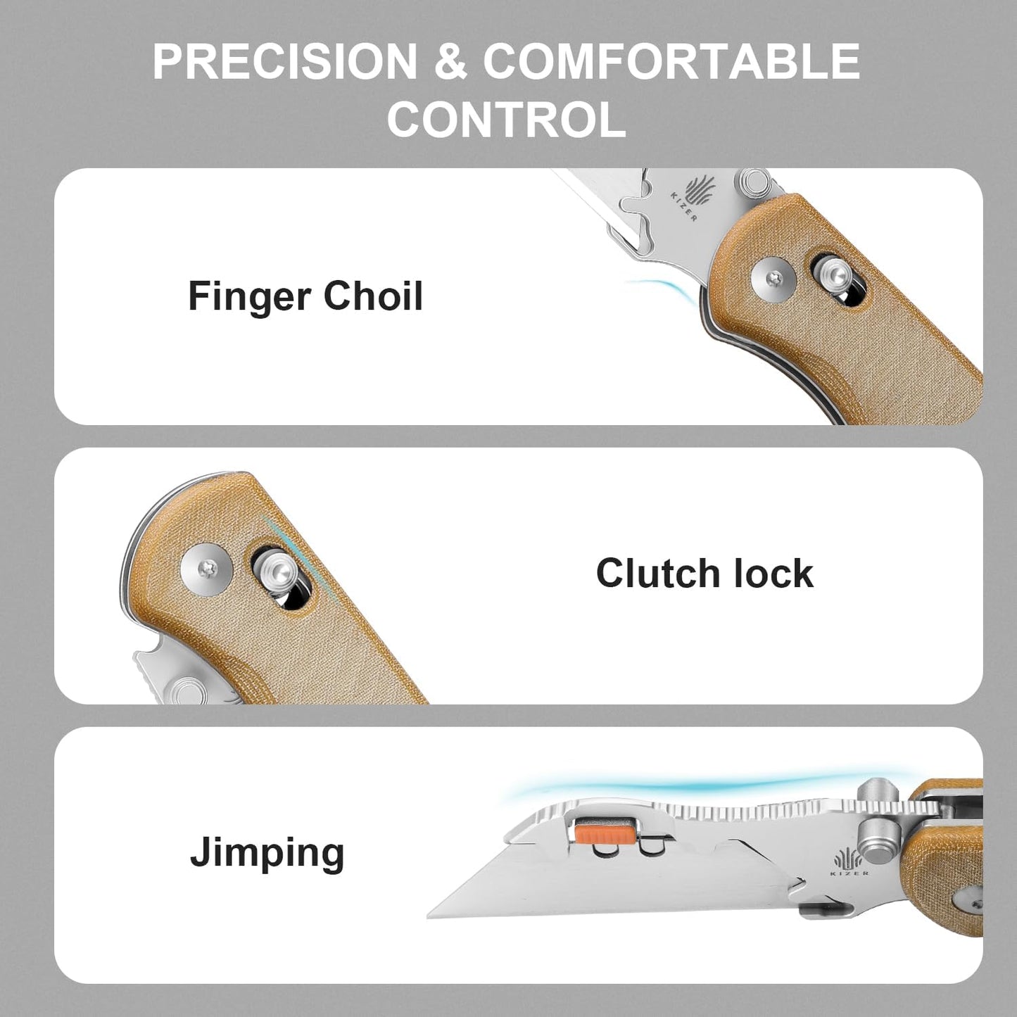 Uti Bear(Tool-Free Version) Folding Utility Knife, Quick Change Box Cutter EDC knife with 5PCS Razor Blades, Clutch Lock & Pocket Clip Small Pocket Knives for Men Women V3619JA6