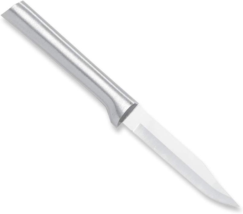 Regular Paring Knife (R101), Silver Handle | 3.25" Stainless Steel Blade, Silver Cast Aluminum Handle