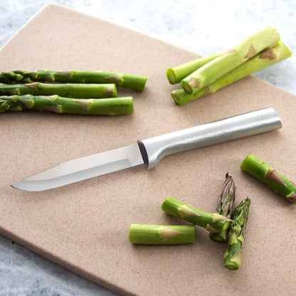 Regular Paring Knife (R101), Silver Handle | 3.25" Stainless Steel Blade, Silver Cast Aluminum Handle