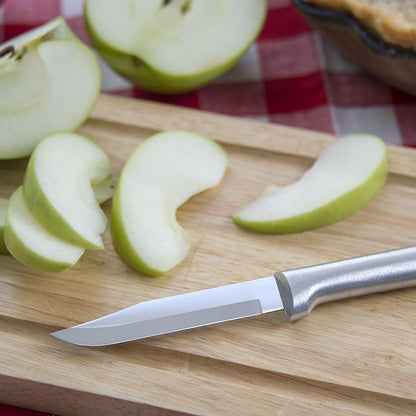 Regular Paring Knife (R101), Silver Handle | 3.25" Stainless Steel Blade, Silver Cast Aluminum Handle