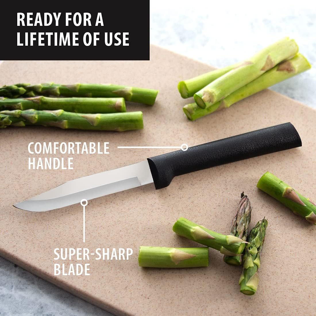 Regular Paring Knife (R101), Silver Handle | 3.25" Stainless Steel Blade, Silver Cast Aluminum Handle