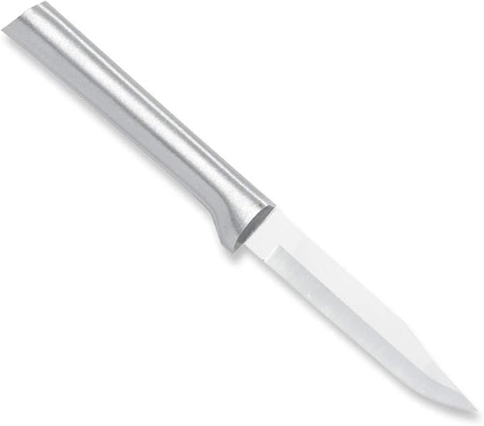 Regular Paring Knife (R101), Silver Handle | 3.25" Stainless Steel Blade, Silver Cast Aluminum Handle
