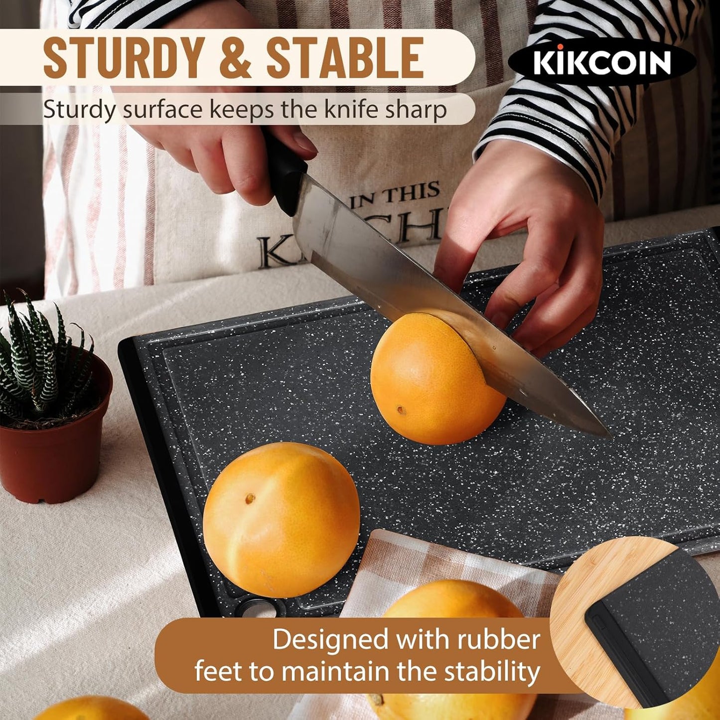 Plastic Cutting Boards for Kitchen, 3-Piece Large Cutting Board Set Dishwasher Safe Chopping Boards with Non-slip Feet and Juice Grooves, White
