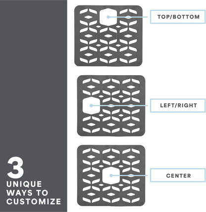. Kitchen Sink Mat, 12.8" x 11.3", Grey | Cut-to-Fit Drain Hole, Raised Feet for Water Flow, Protect Sink Basin, Dishwasher Safe