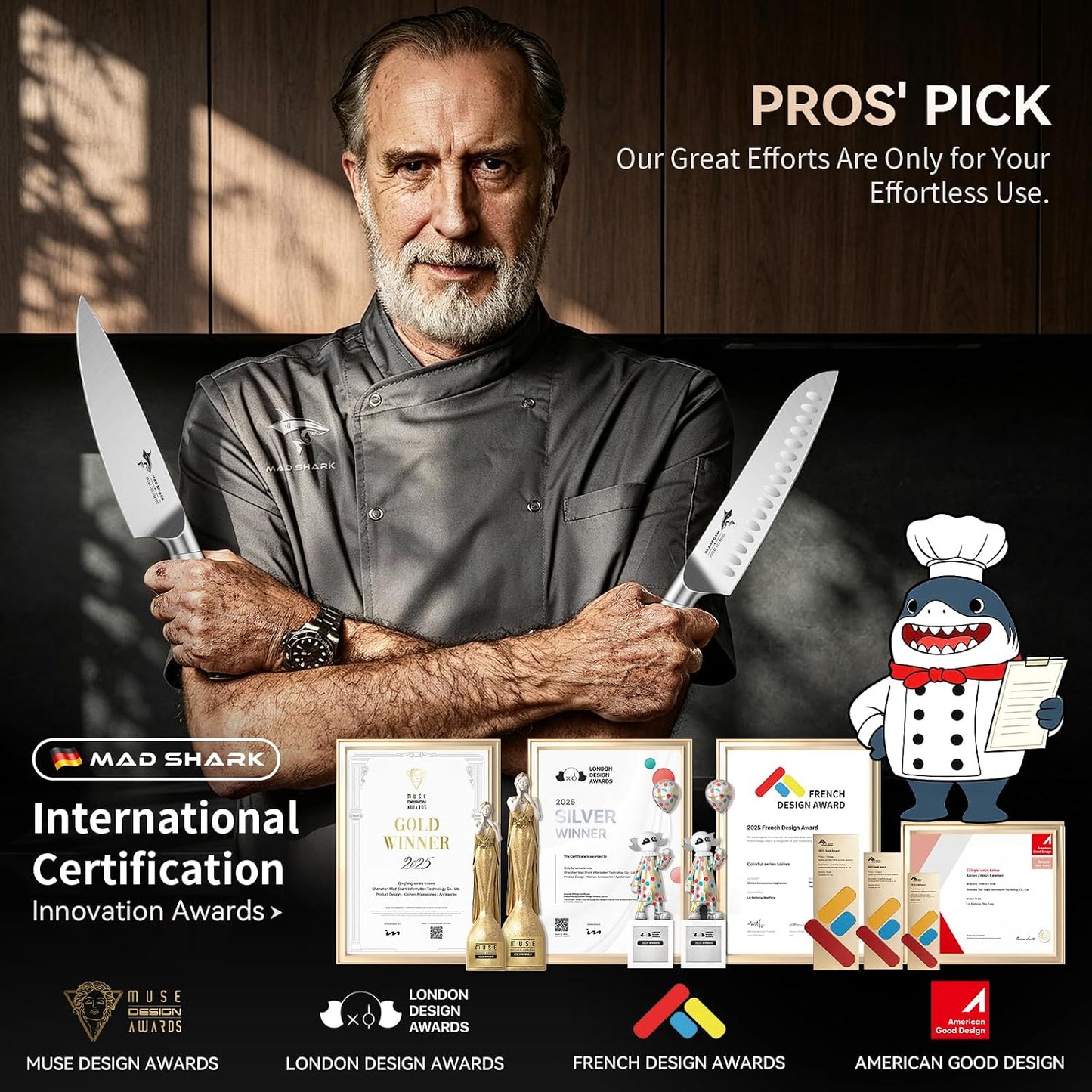 Kitchen Knife Set,5PCS High Carbon Stainless Steel Chef Knife Set | Ultra Sharp Blades, Ergonomic Non-Slip Grip Kitchen Cutlery Set With Gift Box, Great For Daily Cooking & Holiday Gifting