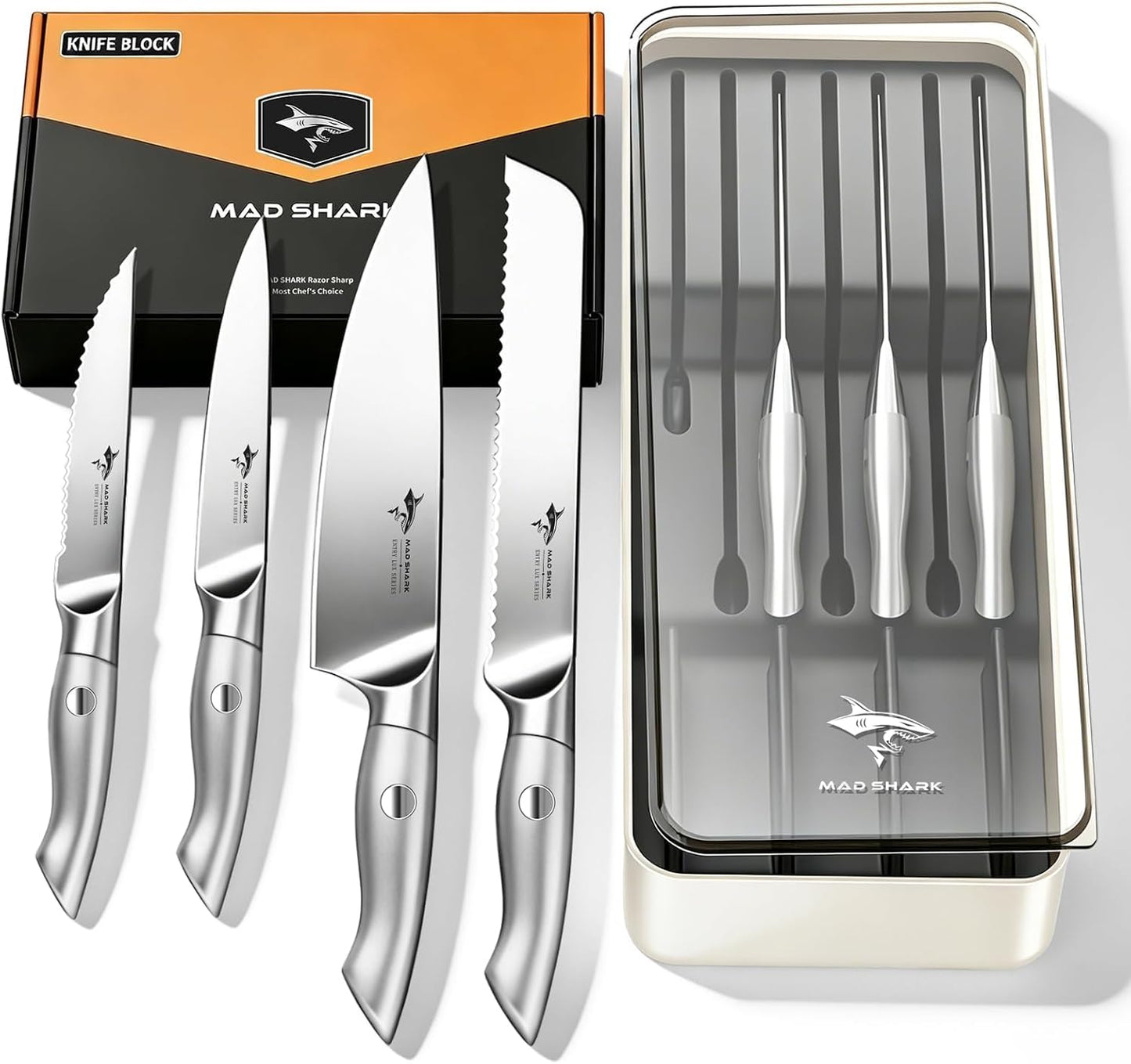 Kitchen Knife Set,5PCS High Carbon Stainless Steel Chef Knife Set | Ultra Sharp Blades, Ergonomic Non-Slip Grip Kitchen Cutlery Set With Gift Box, Great For Daily Cooking & Holiday Gifting
