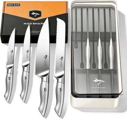 Kitchen Knife Set,5PCS High Carbon Stainless Steel Chef Knife Set | Ultra Sharp Blades, Ergonomic Non-Slip Grip Kitchen Cutlery Set With Gift Box, Great For Daily Cooking & Holiday Gifting