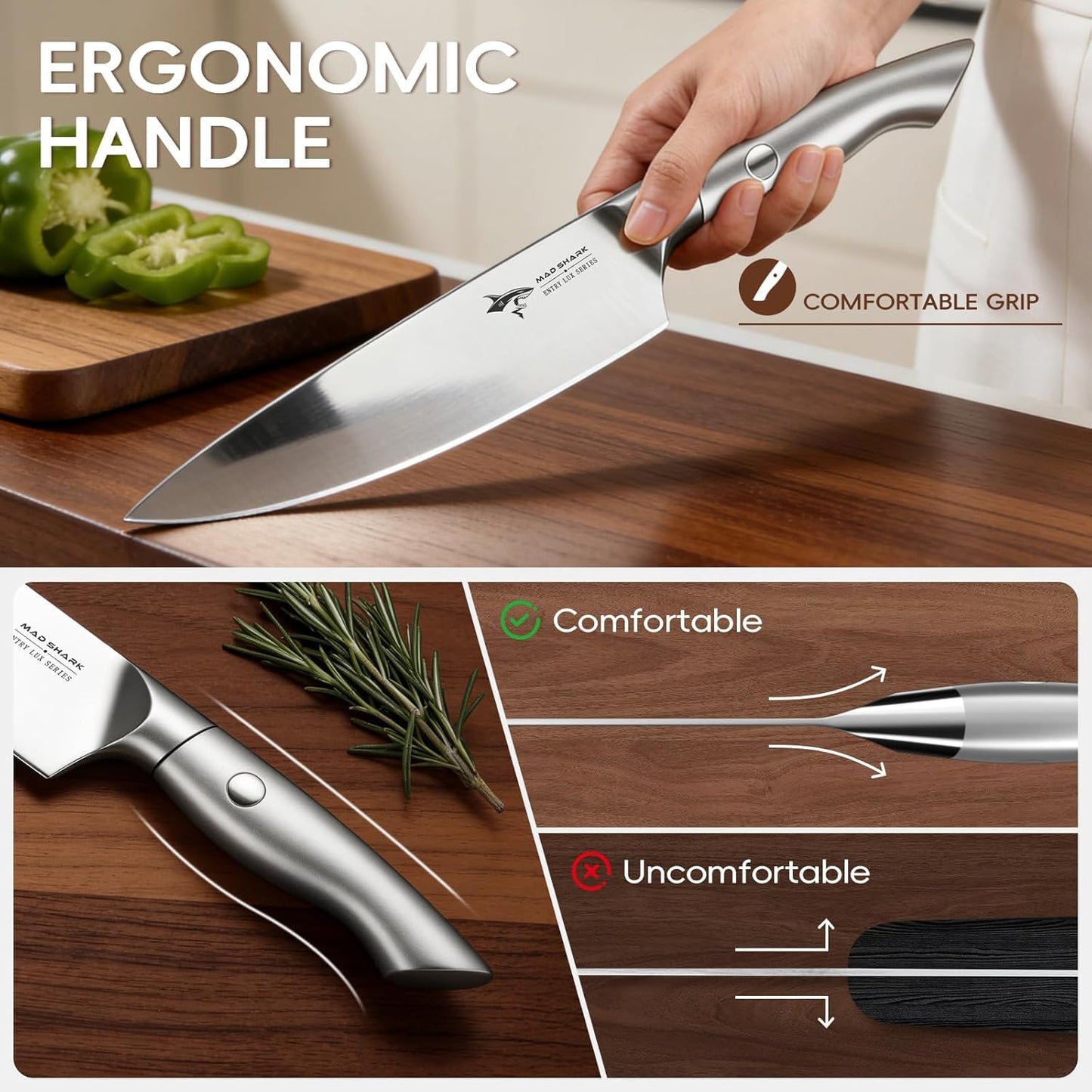 Kitchen Knife Set,5PCS High Carbon Stainless Steel Chef Knife Set | Ultra Sharp Blades, Ergonomic Non-Slip Grip Kitchen Cutlery Set With Gift Box, Great For Daily Cooking & Holiday Gifting