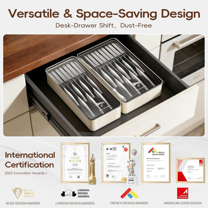 Kitchen Knife Set,5PCS High Carbon Stainless Steel Chef Knife Set | Ultra Sharp Blades, Ergonomic Non-Slip Grip Kitchen Cutlery Set With Gift Box, Great For Daily Cooking & Holiday Gifting