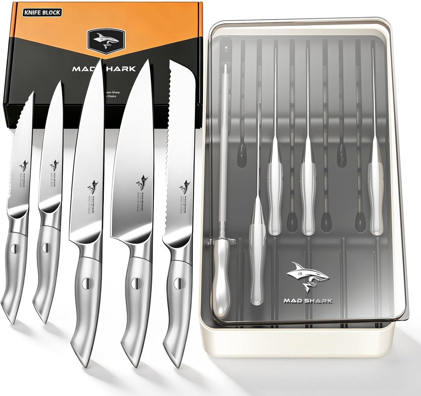 Kitchen Knife Set,5PCS High Carbon Stainless Steel Chef Knife Set | Ultra Sharp Blades, Ergonomic Non-Slip Grip Kitchen Cutlery Set With Gift Box, Great For Daily Cooking & Holiday Gifting