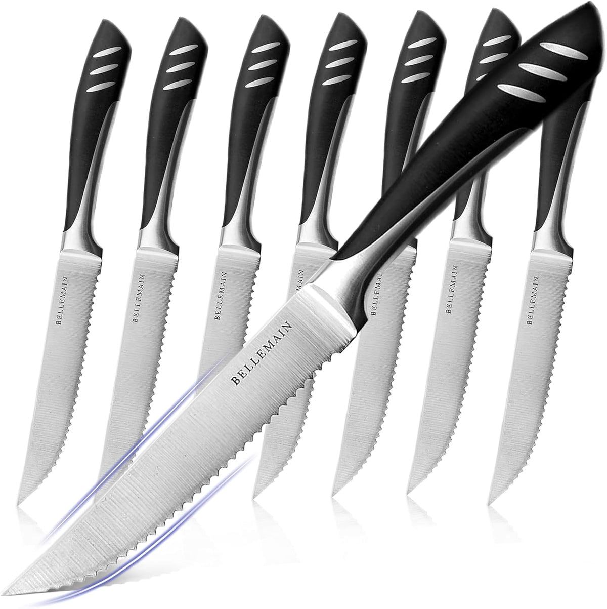 Steak Knife Set of 8, Serrated Stainless Steel, Dishwasher Safe